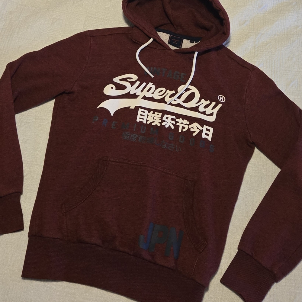 Superdry Burgundy Hoodie, Size XS